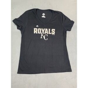 Kansas City Royals Women's Medium NWOT V Neck Short Sleeve T Shirt Black